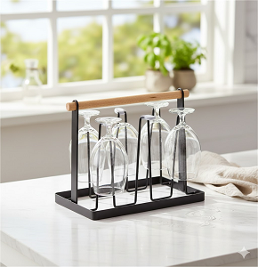 Metal Mug Holder With Wooden Handle 6*1 CH-A1-635