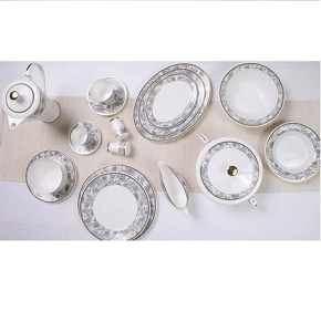Bangladesh Dining Set 113 Pieces with Fine Engraving in Silver and Gold Colors, Retro Design, Code I150901B

