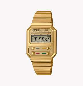Casio Unisex Gold Resin Watch, Stainless Steel Band | A100WEG-9ADF