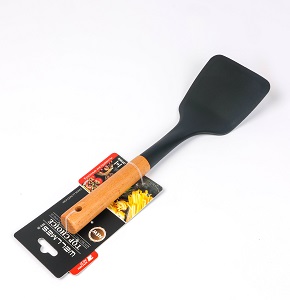 Wellmes Flat Silicone Turner with Wooden Handle

