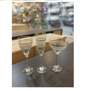 2M fry gold gilded 18 pieces tea set 6 saucers + 6 tea cups + 6 cups

